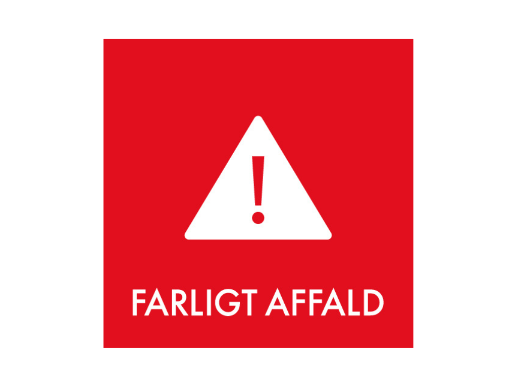 Affaldspiktogram FARLIGT AFFALD | 12x12cm | Selvklæbende Folie | Rød