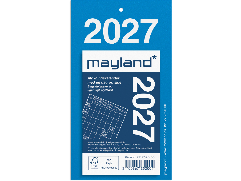 Afrivningskalender m/bagsidetekst 2027