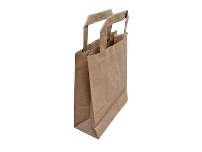 Bærepose papir brun 180x80x220mm 4,9 liter m/ flad hank 250 stk