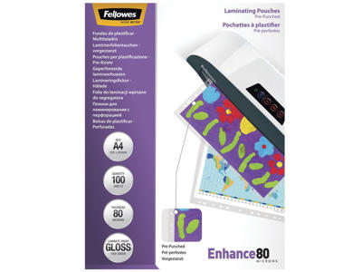 Lamineringslomme A4 80 mic med huller 100 stk