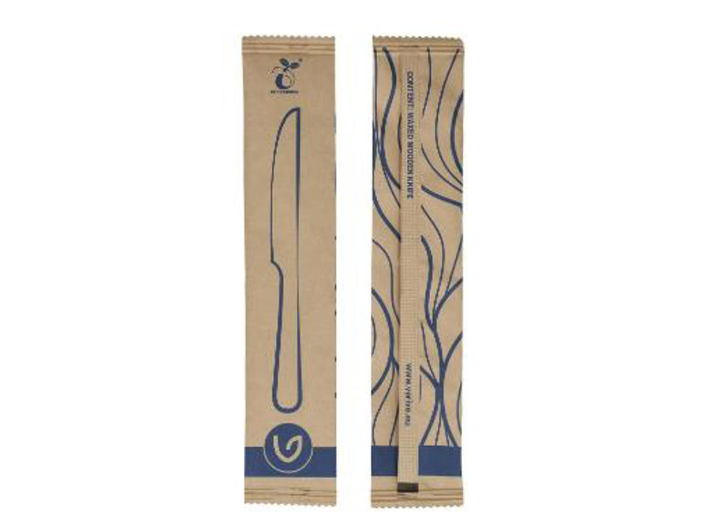 Kniv træ voksbehandlet enkeltindpakket 16,5 cm 100 stk