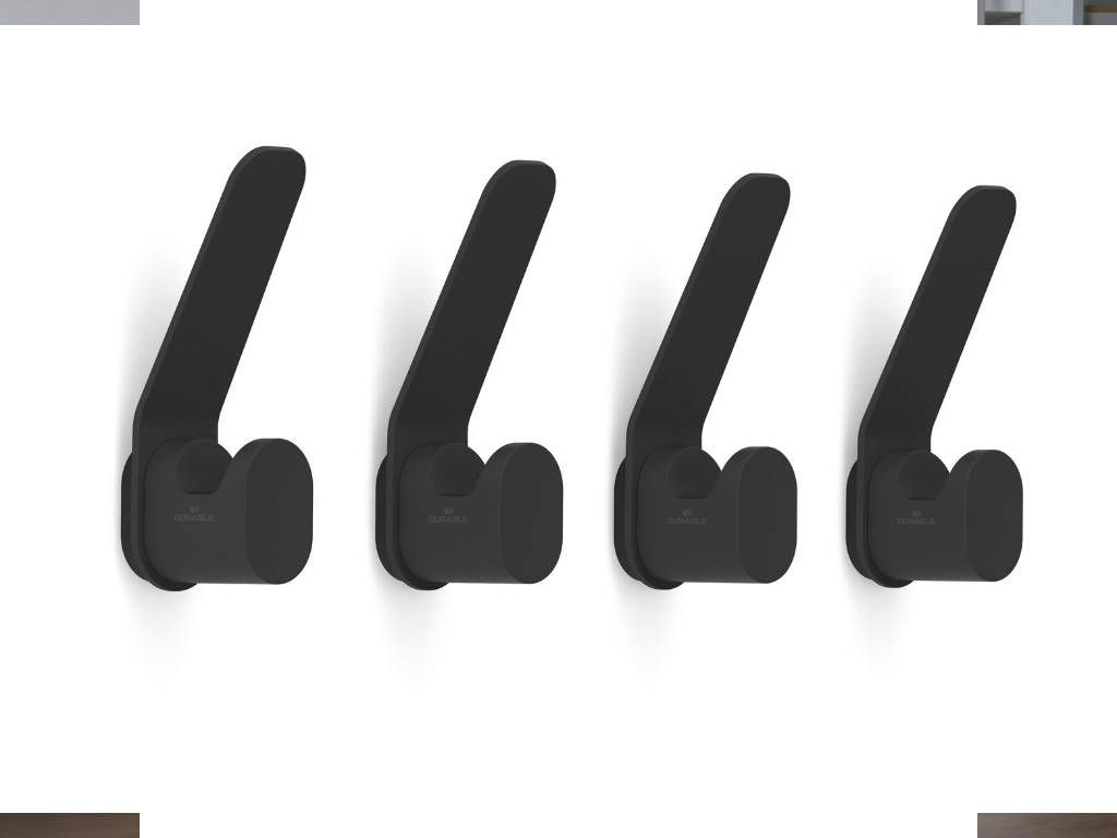Sæt af 4 dobbeltknager DURASTORE®, Sort