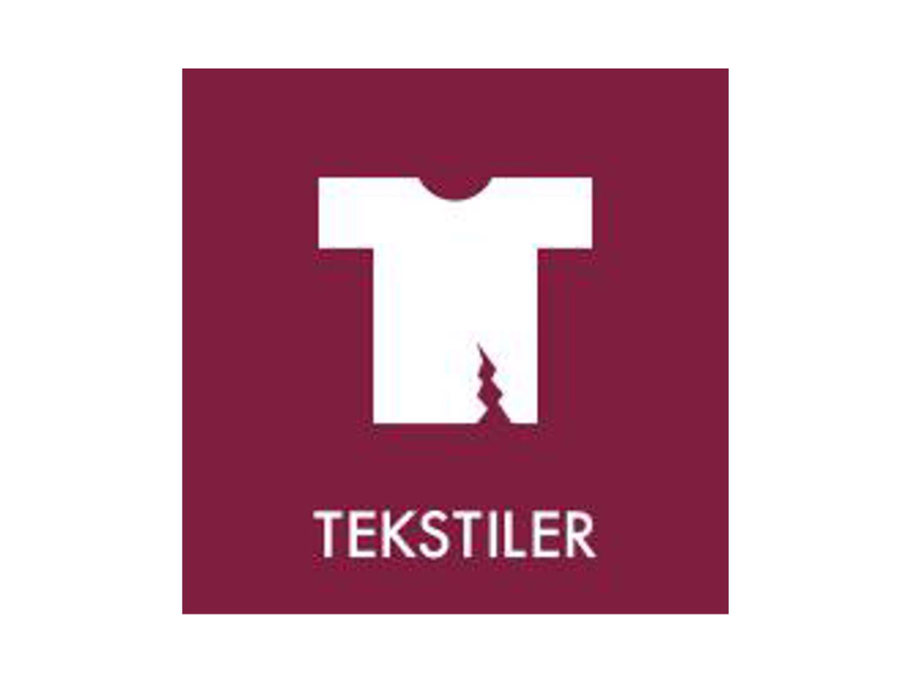 Affaldspiktogram TEKSTILER | 12x12cm | Selvklæbende Folie | Bordeaux