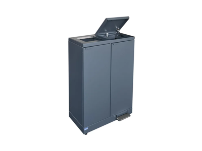 Affaldsbeholder Bica 2x65L 1xåben+1xlåg og pedal sort