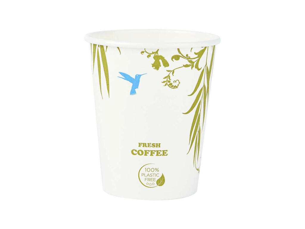 Papkrus | 100% plastfri | single wall | 25 cl | hvid/grøn | 1000 stk