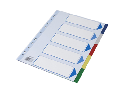 Faneblade A4 Qline 5 delt farvet plast