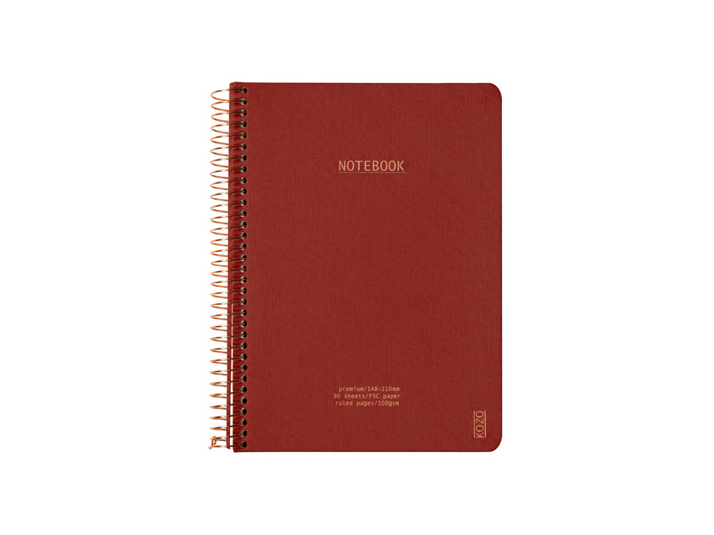 Notesbog KOZO Premium A5 100 g linjeret rust