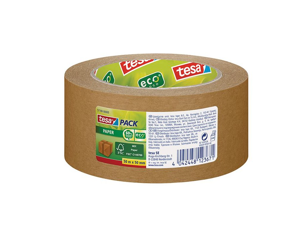 Pakketape Tesa Ecologo papir 48 mm x 50 meter brun