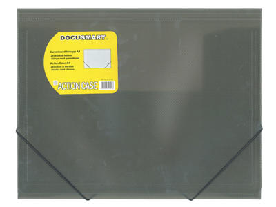 Elastikmappe A4 plast smoke m/3 klapper