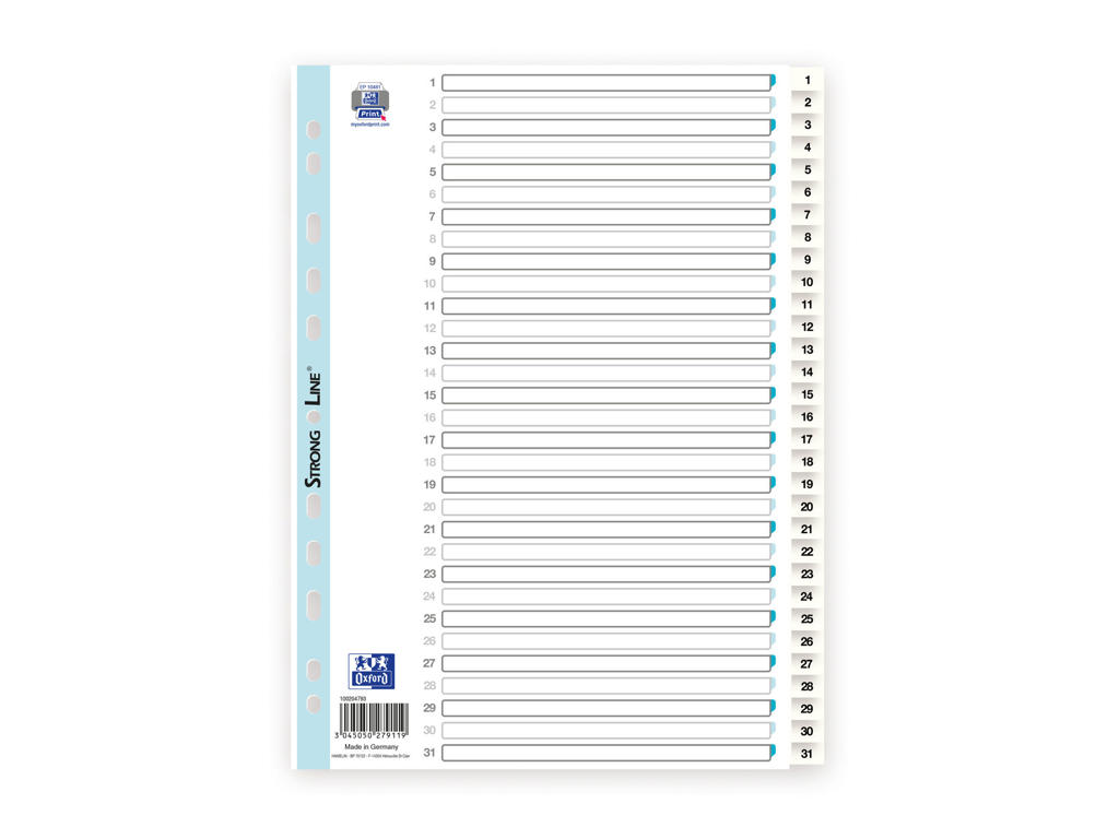 Talregister A4 Strongline 1-31 hvid