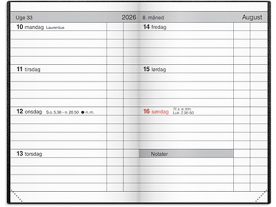 Lommekalender uge sort kunstskind indbundet 2026