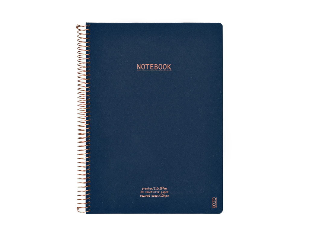 Notesbog KOZO Premium A4 100 g kvadreret navy