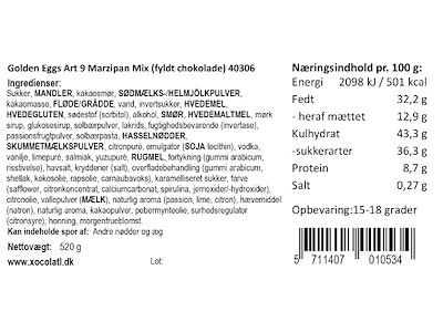 Xocolatl Golden Eggs Art | 9 stk. Marcipan mix 520g.