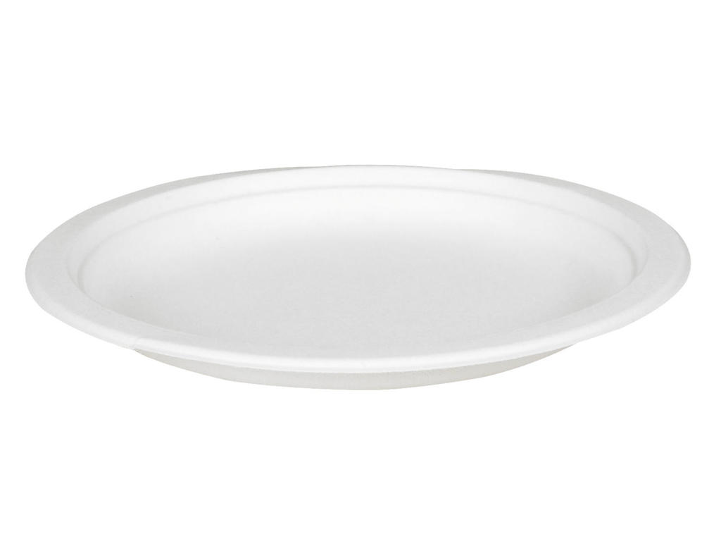 Tallerken Bionedbrydelig Ø18 cm hvid sukkerrør 50 stk.