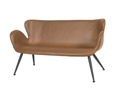 Loungesofa 2 pers. cognac PU læder /sort stel