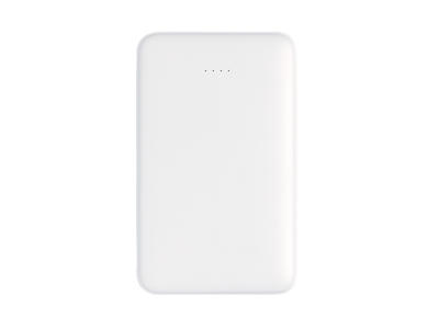 5.000 mAh lomme powerbank med integrerede kabler., hvid