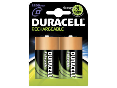 Batteri Duracell genopladelig D 3000 mAh 2 stk