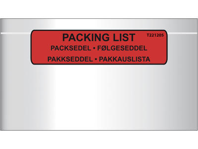 Følgeseddellomme M65 med tryk 1000 stk rød