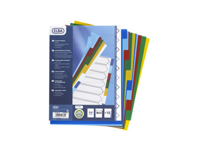Faneblade A4+ Elba 10 delt farvet plast maxi