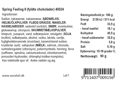 Xocolatl Spring Feeling | 8 stk. Fyldte chokolader 90g.