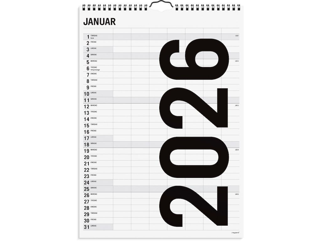 Familiekalender Black and white 7 kol. 2026