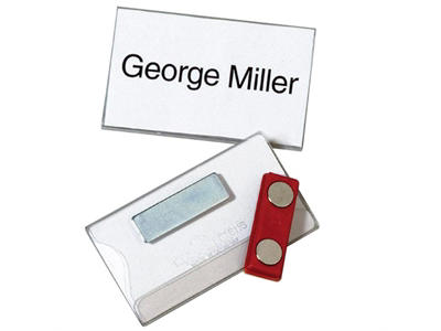 Navneskilt 40x75mm m/magnetholder 25 stk.