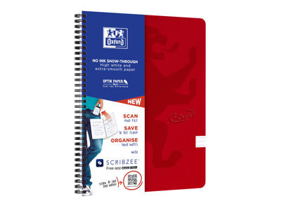 Notesbog Oxford Touch A4+ 90gr. lin rød