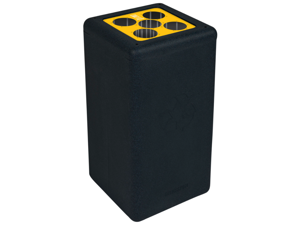 Affaldsspand BrickBin 65 liter sort/gul til kopper/engangsglas