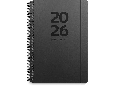 A6 ugekalender tværformat matsort genbrugskarton 2026