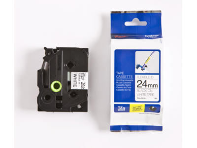 Brother tape TZeFX251 24mm sort/hvid flexible 