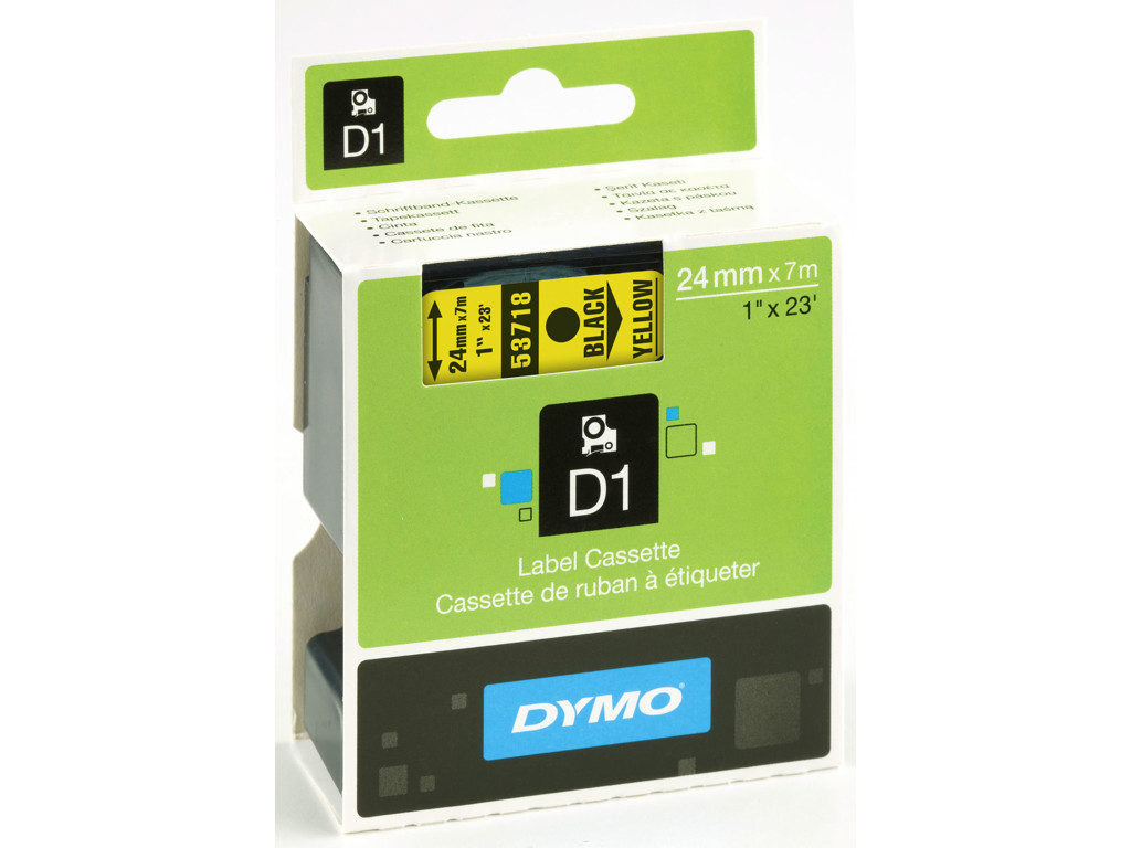 Dymo tape 53721 24mm sort/gul