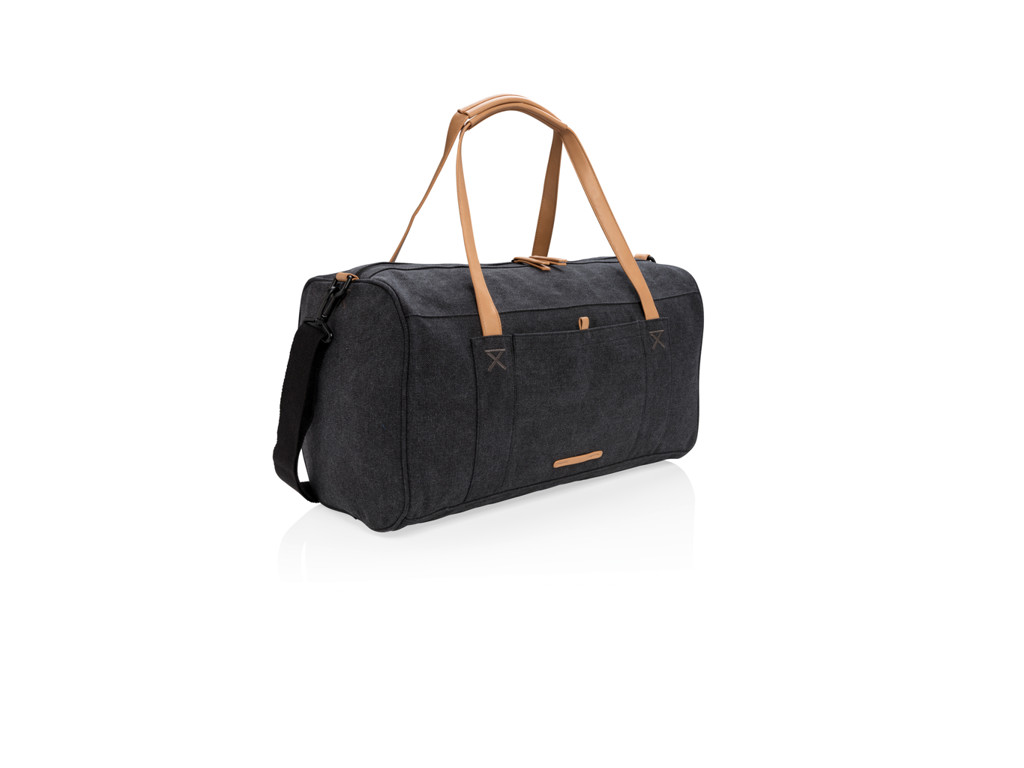 Rejse/weekendtaske i PVC fri kanvas, sort