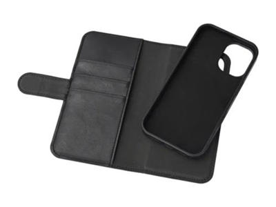 Cover til iPhone 16 PU læder sort 2i1