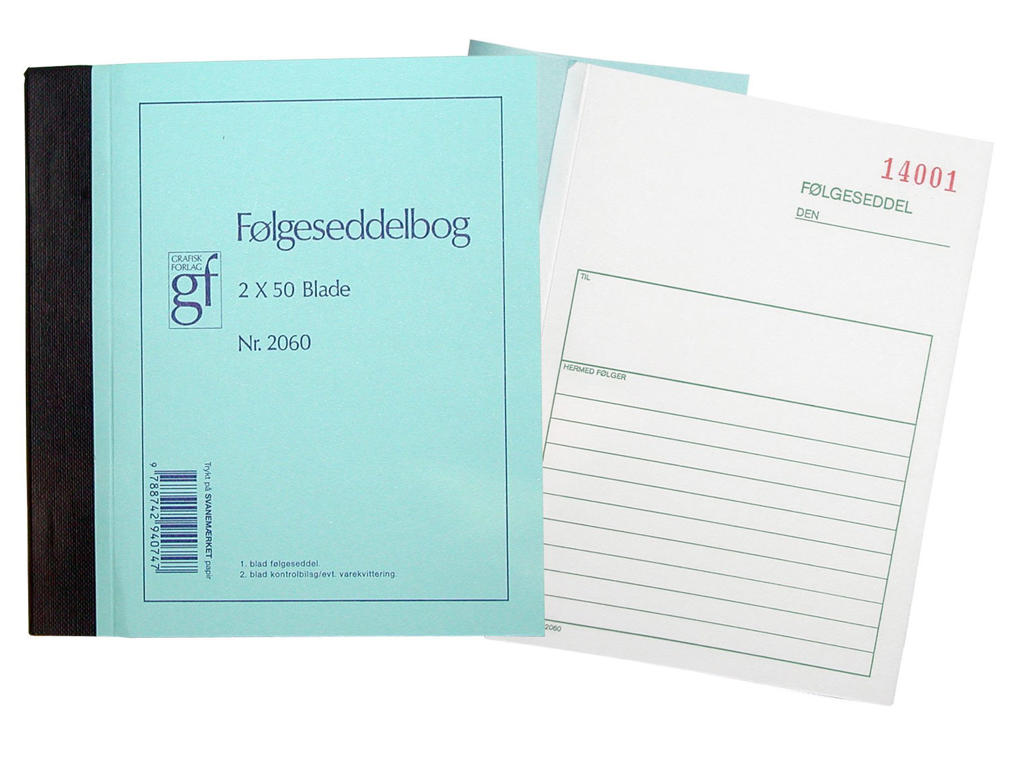 Følgeseddelbog med kopi 2x50 ark 2060