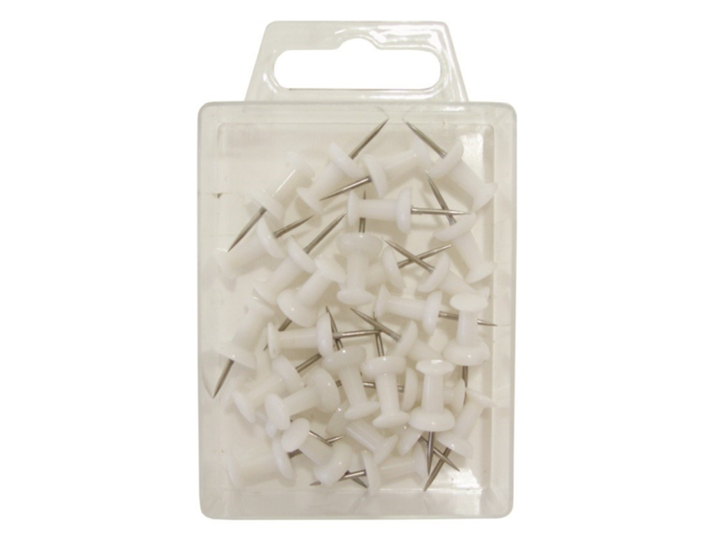 Kortnåle Push Pins hvid 30 stk