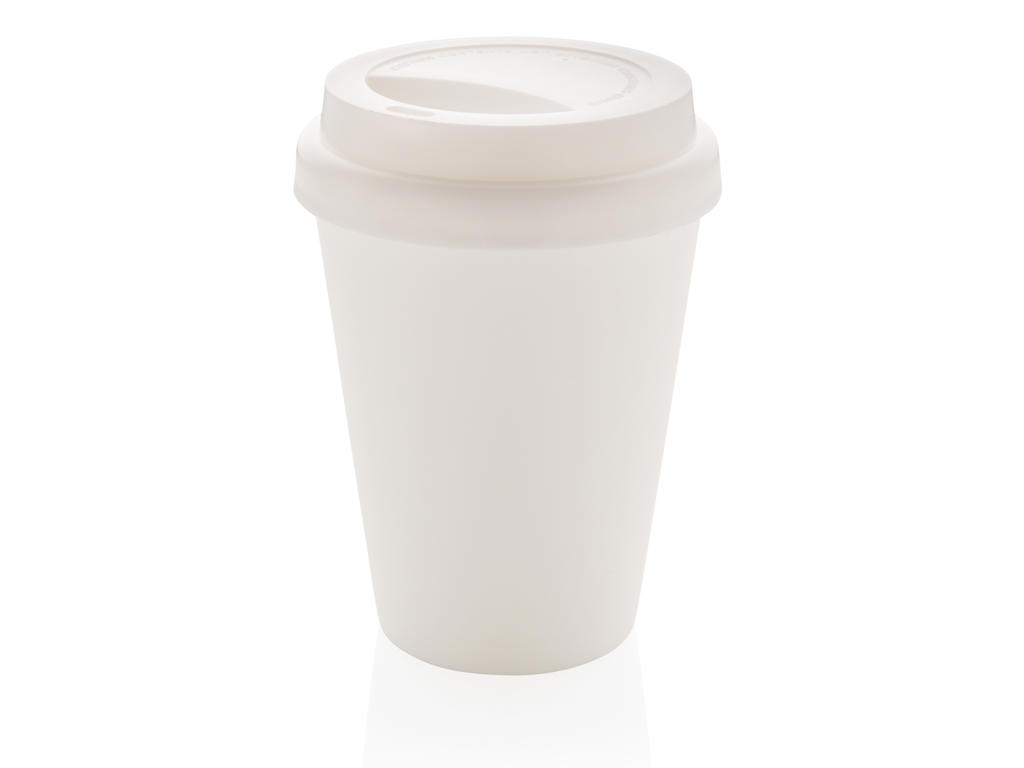 Genbrugelig dobbeltvægget kaffekop, 300ml, hvid