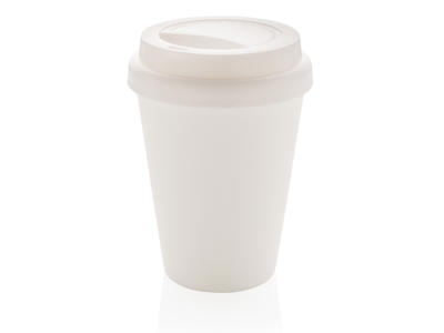 Genbrugelig dobbeltvægget kaffekop, 300ml, hvid
