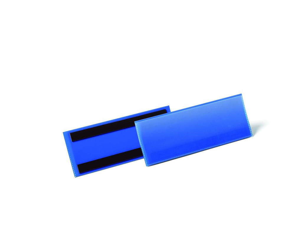 Lagerlomme/etiketholder m/magnet 210x76mm blå
