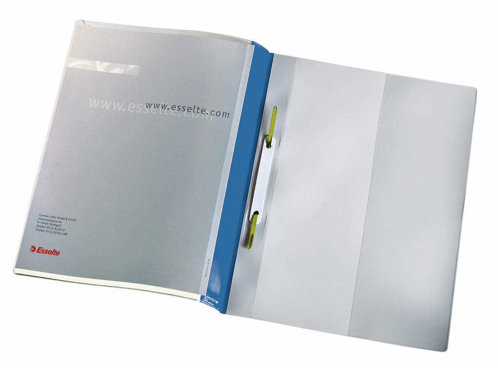 Tilbudsmappe A4 blå dobbelt forside, med lomme 