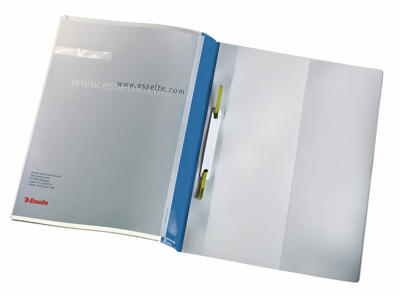 Tilbudsmappe A4 blå dobbelt forside, med lomme 