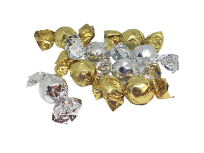 Chokoladekugler med fyld | Karamel | Guld/Sølv | 1 kg, ca. 75 stk