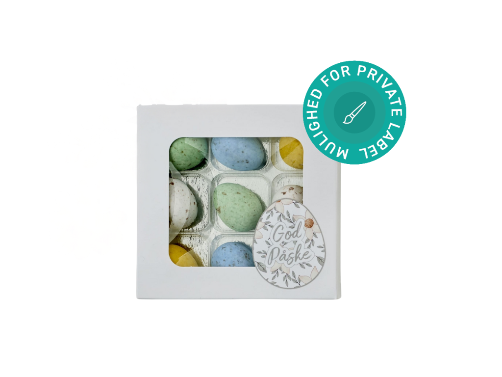 Belgiske fugleæg i kartonæske, 9 stk.