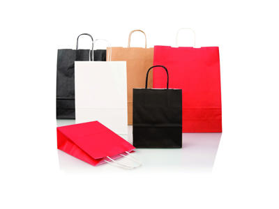 Bærepose papir grå 220x100x330 mm snoet hank 100 stk