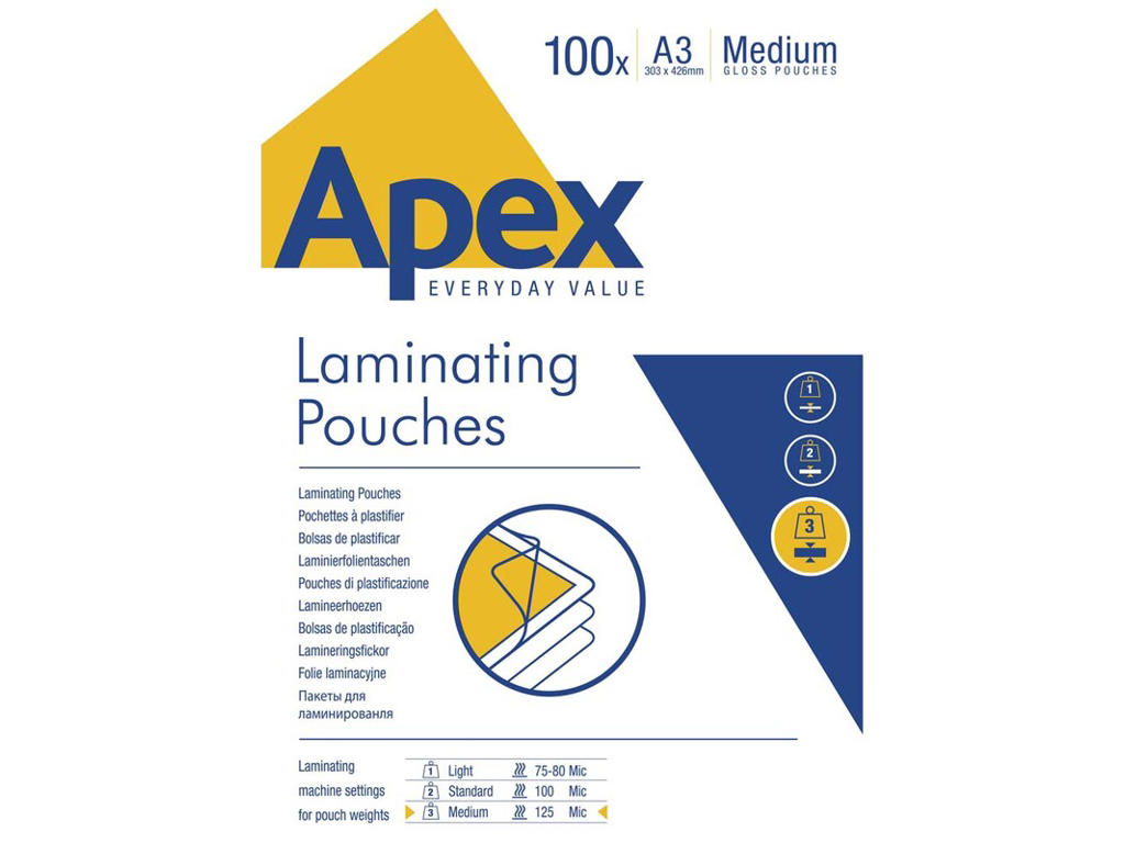 Lamineringslomme A3 125 mic 100 stk
Apex