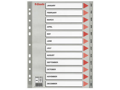 Register A4 Esselte jan-dec grå