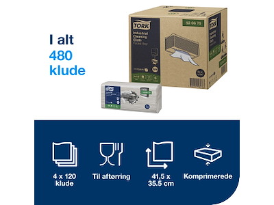 Aftørringsklud Tork W4 520679 industri grå 4x120 ark