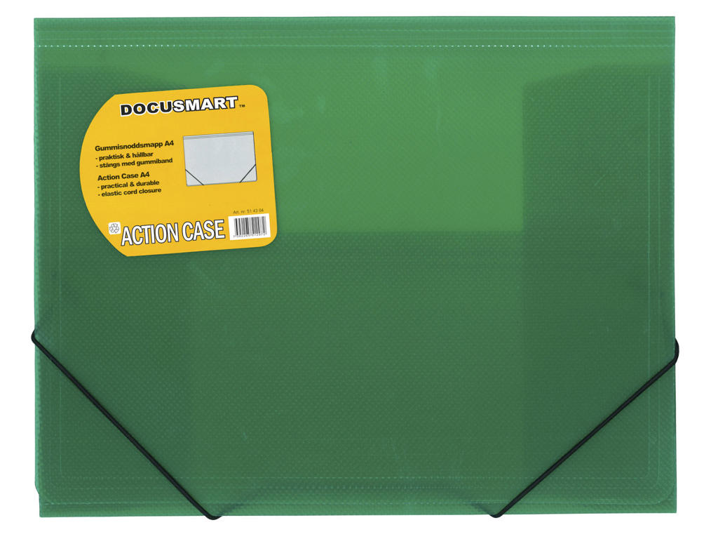 Elastikmappe A4 plast grøn m/3 klapper