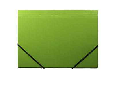 Elastikmappe A4 karton grøn m/3 klapper