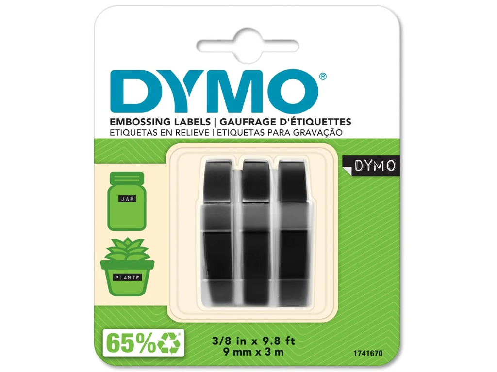 Dymo tape 9mm sort 3 stk. S0847730