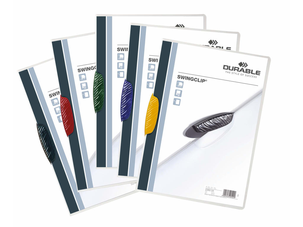 Klemmappe m/transparent forside ass 5x5 farver A4 30 ark